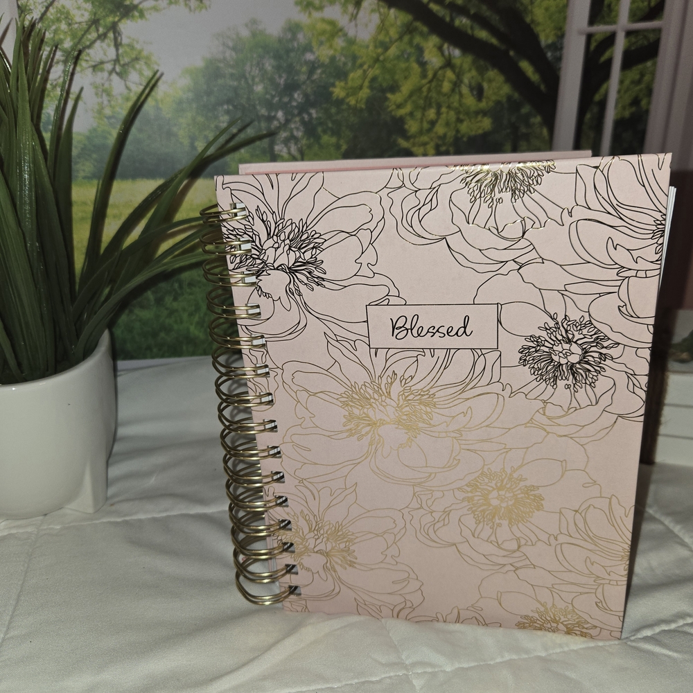 Pink and Gold Floral Spiral Notebook